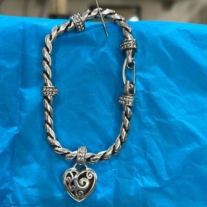 Brighton pink bracelet with crystal disk 7 1/2” long